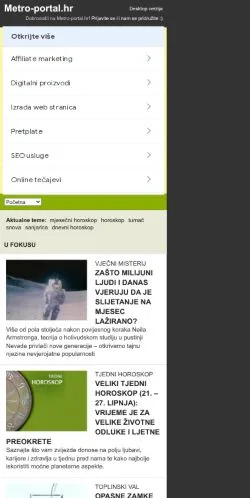 Anteprima del sito Metro-portal.hr, media di Stati Uniti per articoli sponsorizzati
