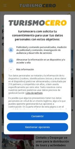 Anteprima del sito Turismocero, media di Spagna per articoli sponsorizzati
