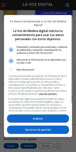 Anteprima del sito La Voz de Medina Digital, media di Spagna per articoli sponsorizzati