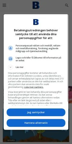 스폰서 기사용 스웨덴 매체 Betalningsutredningen 사이트 미리보기