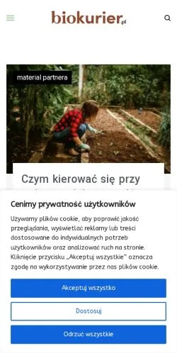 Anteprima del sito Biokurier, media di Polonia per articoli sponsorizzati