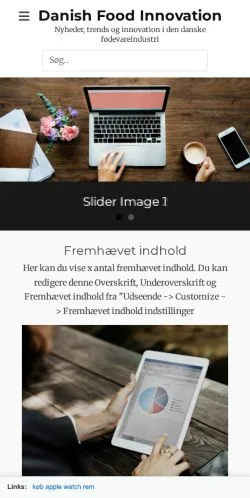 Anteprima del sito Danish Food Innovation, media di Danimarca per articoli sponsorizzati