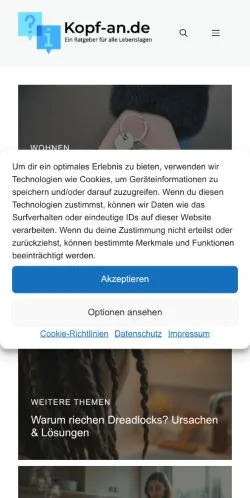 Podgląd witryny Kopf-an, medium z kraju Niemcy do artykułów sponsorowanych