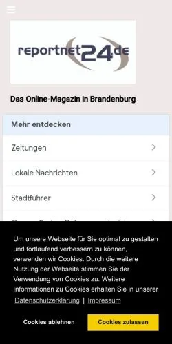 Sponsorlu makaleler için Almanya medyası Reportnet24 Brandenburg sitesinin önizlemesi