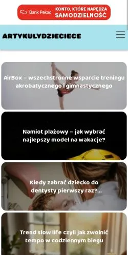 Anteprima del sito Artykulydzieciece, media di Polonia per articoli sponsorizzati