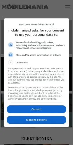 Sponsorlu makaleler için Polonya medyası Mobilemania sitesinin önizlemesi