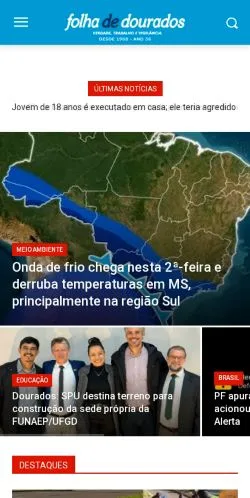 Podgląd witryny Folha de Dourados, medium z kraju Brazylia do artykułów sponsorowanych