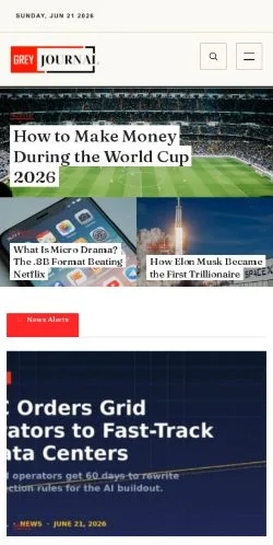 Pré-visualização do site GreyJournal, meio de Estados Unidos para artigos patrocinados