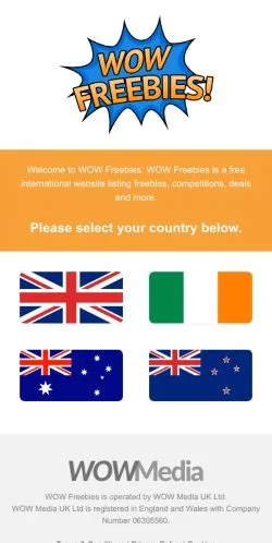 Anteprima del sito WOW Freebies, media di Stati Uniti per articoli sponsorizzati