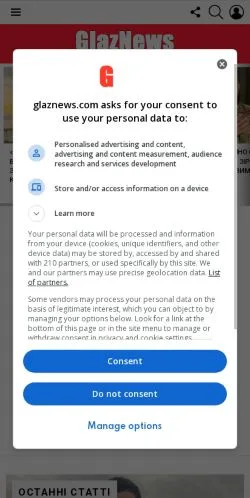 Anteprima del sito GlazNews, media di Russia per articoli sponsorizzati