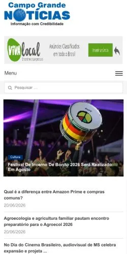 스폰서 기사용 브라질 매체 Campo Grande Notícias 사이트 미리보기
