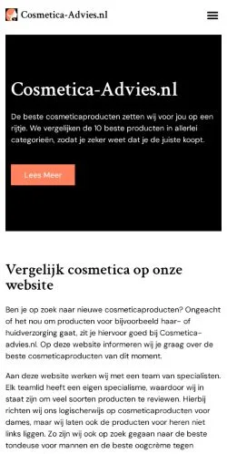Podgląd witryny Cosmetica-Advies, medium z kraju Holandia do artykułów sponsorowanych