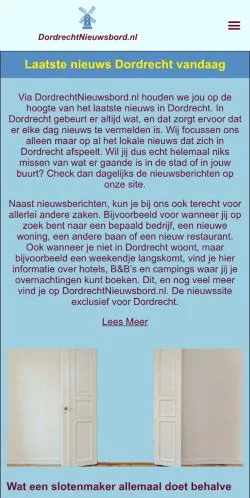 스폰서 기사용 네덜란드 매체 DordrechtNieuwsbord 사이트 미리보기