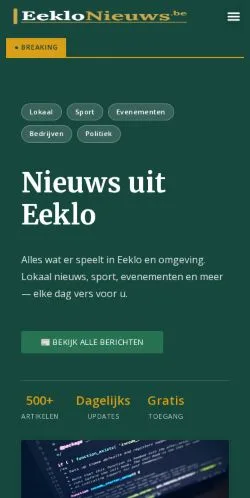 Anteprima del sito Eeklonieuws, media di Belgio per articoli sponsorizzati