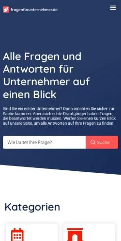Anteprima del sito Fragen Für Unternehmer, media di Germania per articoli sponsorizzati