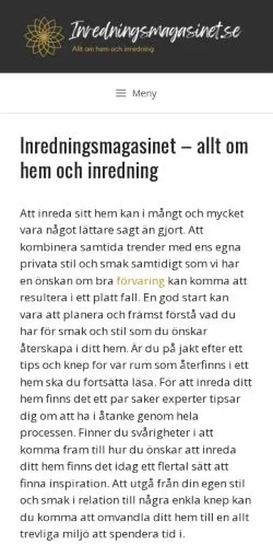 Anteprima del sito Inredningsmagasinet, media di Svezia per articoli sponsorizzati