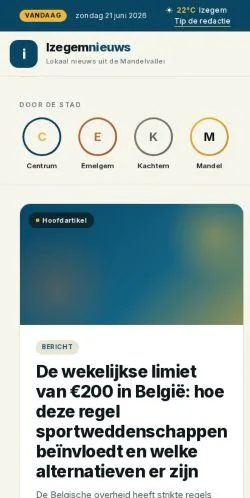 Anteprima del sito Izegemnieuws, media di Belgio per articoli sponsorizzati