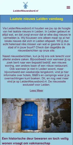 Anteprima del sito Leiden Nieuwsbord, media di Paesi Bassi per articoli sponsorizzati