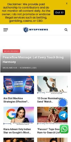 Anteprima del sito MySPYNews, media di Stati Uniti per articoli sponsorizzati