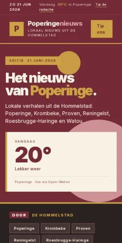 Anteprima del sito Poperingenieuws, media di Belgio per articoli sponsorizzati