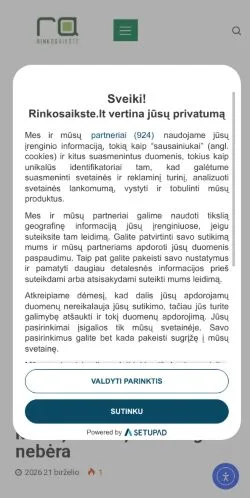 Anteprima del sito Rinkos Aikštė, media di Stati Uniti per articoli sponsorizzati