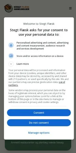 Anteprima del sito StegtFlæsk, media di Danimarca per articoli sponsorizzati