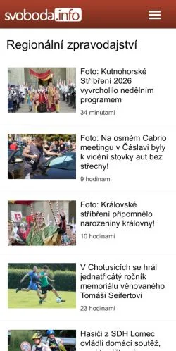Podgląd witryny Svoboda, medium z kraju Czechy do artykułów sponsorowanych