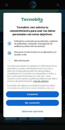 스폰서 기사용 스페인 매체 Tecnobits 사이트 미리보기