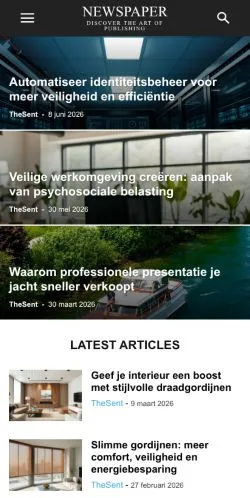 Pré-visualização do site TheSent, meio de Países Baixos para artigos patrocinados