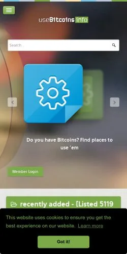 Anteprima del sito useBitcoins.info, media di Regno Unito per articoli sponsorizzati