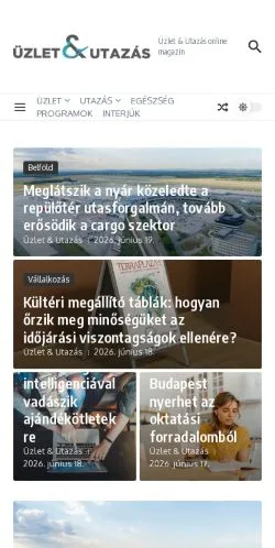 Anteprima del sito Üzlet & Utazás, media di Ungheria per articoli sponsorizzati
