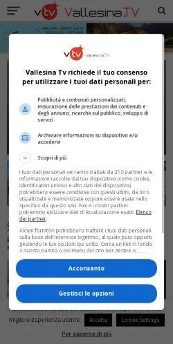 Anteprima del sito Vallesina TV, media di Italia per articoli sponsorizzati