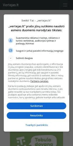 Anteprima del sito Vertejas, media di Lituania per articoli sponsorizzati