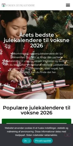 Anteprima del sito Voksen Julekalendere, media di Danimarca per articoli sponsorizzati