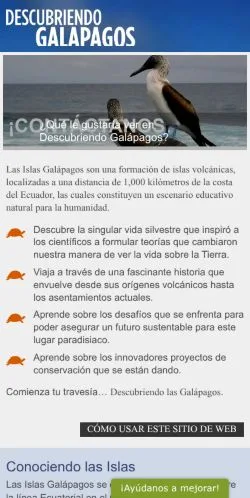Anteprima del sito Descubriendo Galápagos, media di Spagna per articoli sponsorizzati