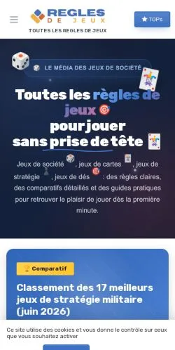 Anteprima del sito Règles De Jeux, media di Francia per articoli sponsorizzati