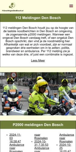 Vista previa del sitio 112 Meldingen Den Bosch, medio de Países Bajos para artículos patrocinados