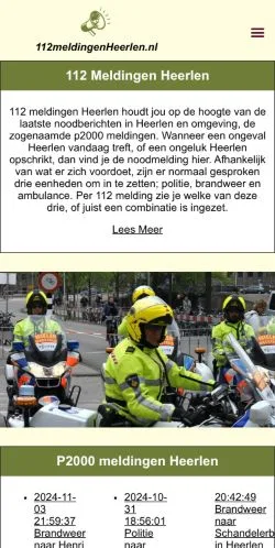 Anteprima del sito 112 Meldingen Heerlen, media di Paesi Bassi per articoli sponsorizzati