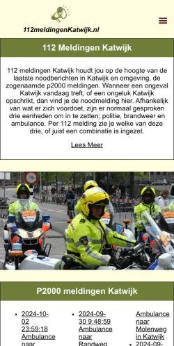 Podgląd witryny 112 Meldingen Katwijk, medium z kraju Holandia do artykułów sponsorowanych