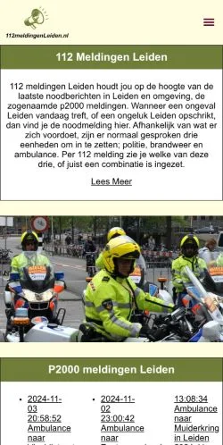 Anteprima del sito 112 Meldingen Leiden, media di Paesi Bassi per articoli sponsorizzati