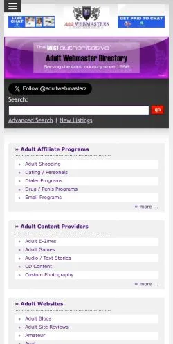 Anteprima del sito Adult Webmasters Association, media di Stati Uniti per articoli sponsorizzati