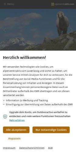 Podgląd witryny Alpenverein Aktiv, medium z kraju Niemcy do artykułów sponsorowanych