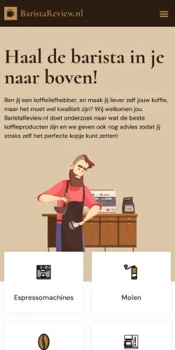 Anteprima del sito BaristaReview, media di Paesi Bassi per articoli sponsorizzati