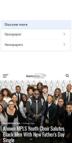 Voorbeeld van de site BlackPressUSA, medium uit Verenigde Staten voor gesponsorde artikelen