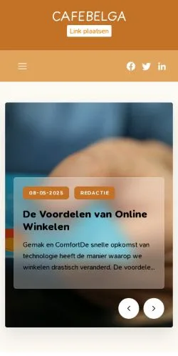 Anteprima del sito Cafebelga.be, media di Belgio per articoli sponsorizzati