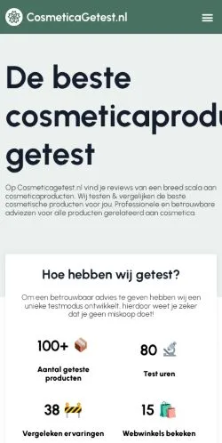 Anteprima del sito Cosmeticagetest, media di Paesi Bassi per articoli sponsorizzati