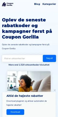 Anteprima del sito Coupon Gorilla, media di Danimarca per articoli sponsorizzati