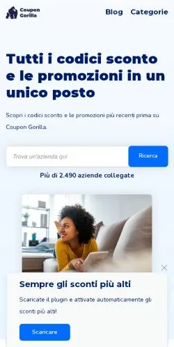 Podgląd witryny Coupon Gorilla, medium z kraju Włochy do artykułów sponsorowanych