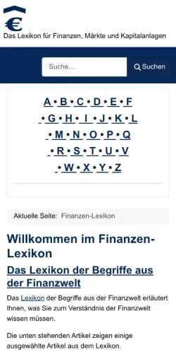 Anteprima del sito Finanzen Lexikon, media di Germania per articoli sponsorizzati