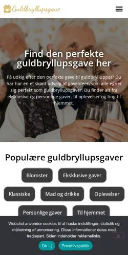 スポンサード記事向けのデンマークメディア、Guldbryllupsgaverのサイトプレビュー